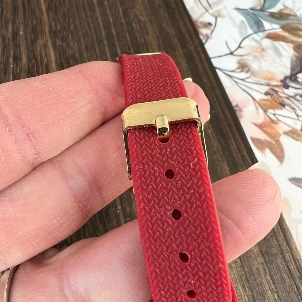 Red Silicone & Gold Tone Watch W1